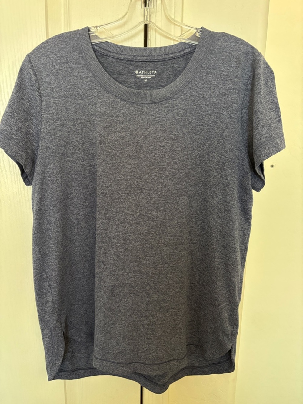 Athleta Heathered Navy Short Sleeve Crew Tee